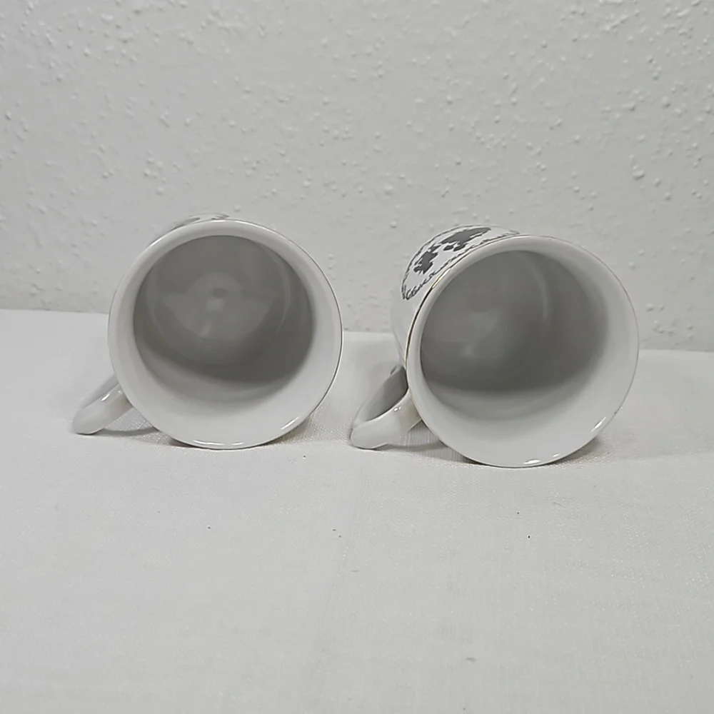 set of 2 Victorian couple silhouette Czechoslovakia porcelain tea cups